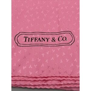 Vintage Tiffany Co Pink Silk Scarf with T Pattern Made in Italy Box 35"